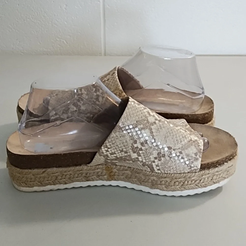 Dolce Vita Tan Espadrille Slide Platform Shoes